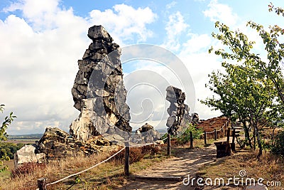 Hike path at Devils` Wall Teufelsmauer in Harz Mountains Stock Photo