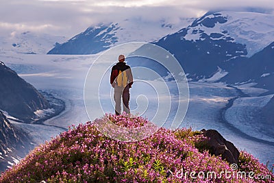 Hike in Salmon glacier Stock Photo