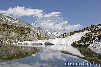 Mountain lake on the Pfitscherjoch Stock Photo