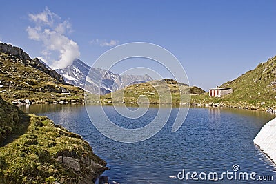 Mountain lake on the Pfitscherjoch Stock Photo