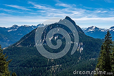 Hike from Zoeblen to Schoenkahler in the beautiful Tannheim Valley Stock Photo