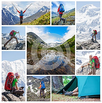 Hiker in Altai mountains Stock Photo