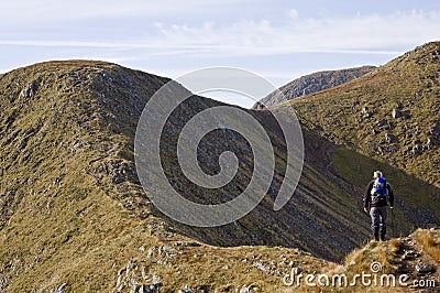 Hiker on Buachaille Etive Mor Stock Photo