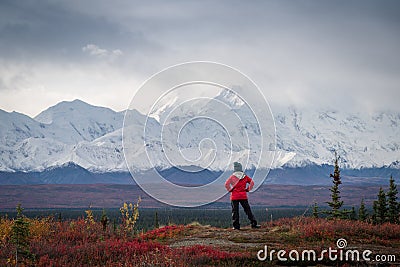 Hiker in the mountains Stock Photo