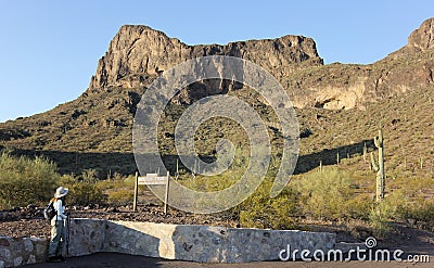 A Hiker in Picacho Peak State Park, Arizona Stock Photo