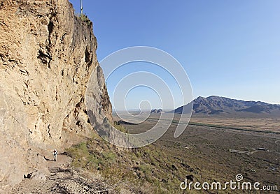 A Hiker in Picacho Peak State Park, Arizona Stock Photo