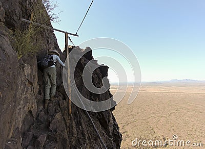 A Hiker in Picacho Peak State Park, Arizona Stock Photo