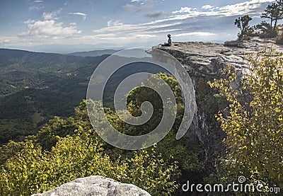 Hiker Resting On An Appalachian Trail Overlook Stock Photo