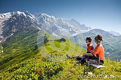 Hiker take a rest Stock Photo