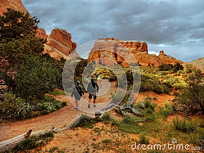 Hikers Arches National Park Utah USA Editorial Stock Photo