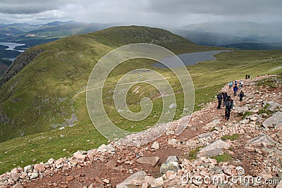 Hikers on Ben Nevis Scotland Stock Photo