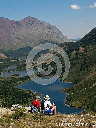 Hikers Enjoying the View Stock Photo