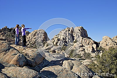 Hikers in the Granite Dells Stock Photo