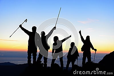 Hikers on mountain Stock Photo