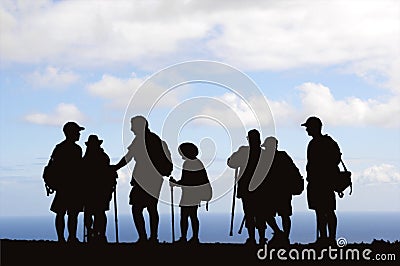 Hikers Silhouette Stock Photo