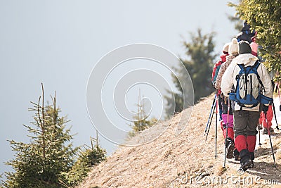 Hikers Walking away Stock Photo