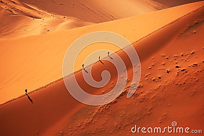 Hiking on a Sand Dune in Sossusvlei Editorial Stock Photo