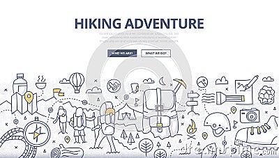 Hiking Adventure Doodle Concept Vector Illustration