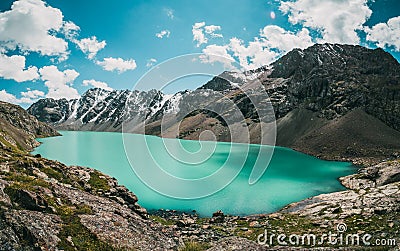 Hiking in Ala kul Lake kyrgyzstan Stock Photo