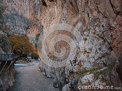 hiking along the Saklikent Gorge in Turkey. Stock Photo
