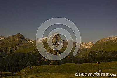 Hiking on the Alp Flix Stock Photo