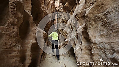 Hiking in Arches area at Timna park, Negev desert, Israel Editorial Stock Photo