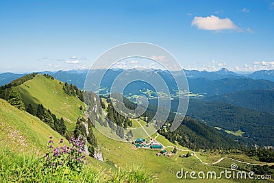 Hiking area brauneck with trails and alpine cabins Stock Photo