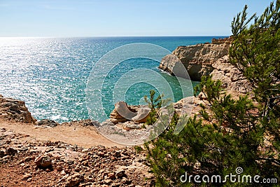 Hiking around Carvoeiro and the Benagil cave in Lagoa, Algarve, Portugal Stock Photo