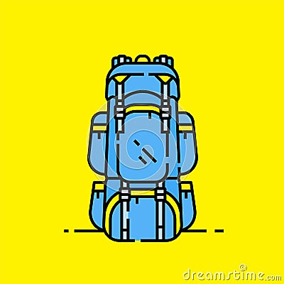 Hiking backpack line icon Vector Illustration