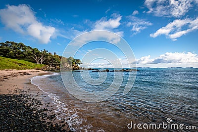 Hiking on the beautiful coast of Doubtless Bay in the Far North of New Zealand Stock Photo