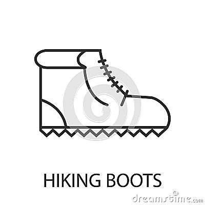 Hiking boots icon or logo line art style. Vector Illustration
