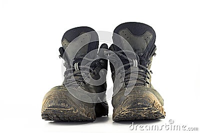 Hiking boots shoes Stock Photo