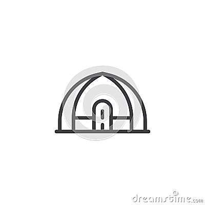 Hiking and camping tent outline icon Vector Illustration