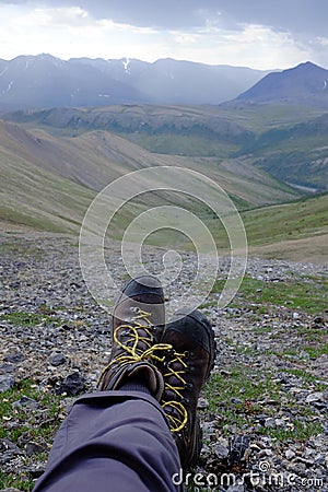 Hiking in Canada`s Yukon Stock Photo