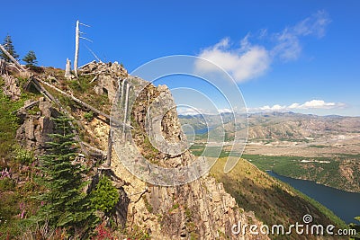 Hiking Castle Peak in Gifford Pinchot National Forest Stock Photo