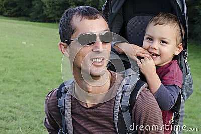 Hiking with child Stock Photo