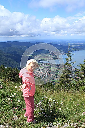 Hiking child, Tegernsee, Germany Stock Photo