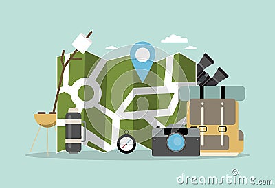 Hiking concept illustration. Vector Illustration