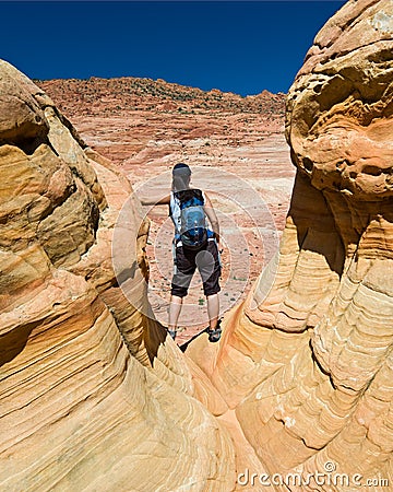 Hiking Coyote Buttes Stock Photo