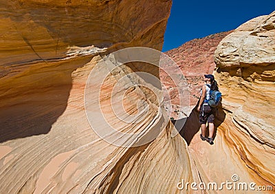 Hiking Coyote Buttes Stock Photo