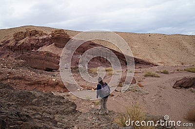 Hiking in the desert valley Editorial Stock Photo