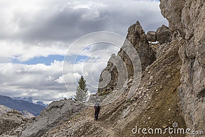 Hiking in the Dolomites Stock Photo