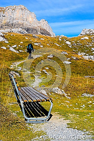 Hiking on the Gemmipass, Switzerland/Leukerbad Editorial Stock Photo