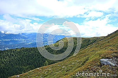 Hiking in Goldeck Austria; valley views; panorama Stock Photo