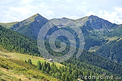 Hiking in Goldeck Austria; valley views; panorama Stock Photo