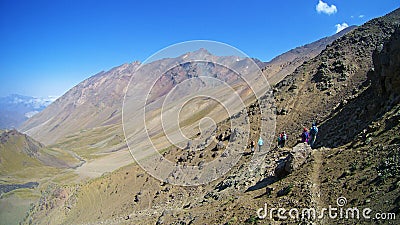 Hiking at high altitude trail in Alborz mountains Editorial Stock Photo