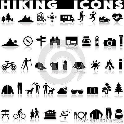 Hiking icon set. Vector Illustration