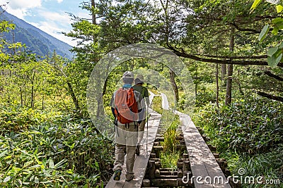 Hiking in Japanese mountains Editorial Stock Photo