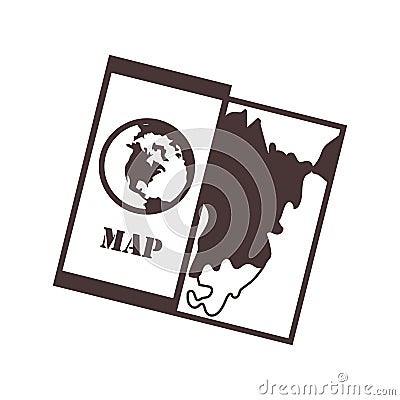 Hiking map. Icon tuorism and cartography. Simple style Cartoon Illustration