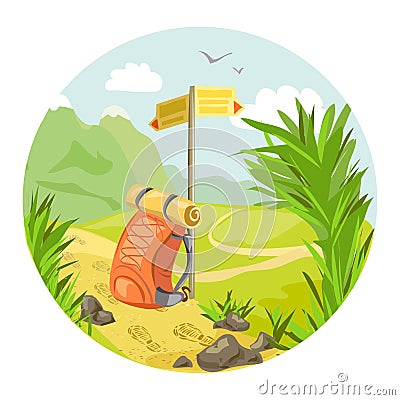 Hiking mountain landscape Vector Illustration